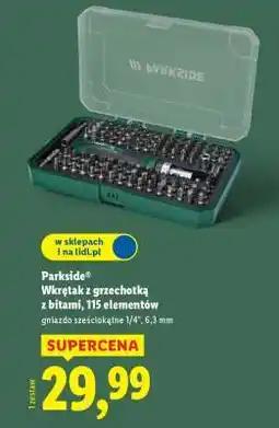 Lidl PARKSIDE Wkrętak z grzechotką z bitami, 115 elementów oferta