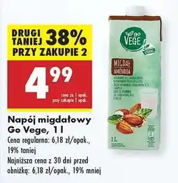 Biedronka Napój migdałowy Go Vege, 1l oferta
