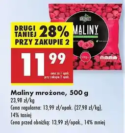 Biedronka Maliny mrożone, 500 g oferta