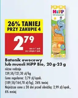 Biedronka Batonik owocowy lub musli HiPP Bio, 20 g-23 g oferta