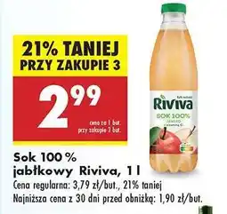 Biedronka Sok 100% jabłkowy Riviva, 1 l oferta