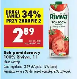 Biedronka Sok pomidorowy 100% Riviva, 1 l oferta