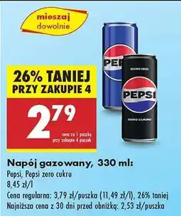 Biedronka Napój gazowany, 330 ml: Pepsi, Pepsi zero cukru oferta