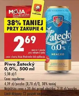 Biedronka Piwo Żatecky 0,0%, 500 ml oferta