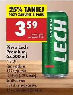 Biedronka Piwo Lech Premium , 6x500 ml oferta