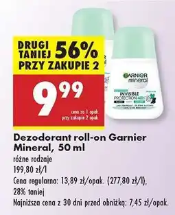 Biedronka Dezodorant roll-on Garnier Mineral, 50 ml oferta