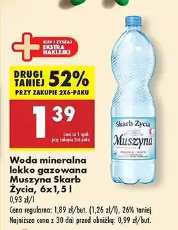 Biedronka Woda mineralna lekko gazowana Muszyna Skarb Życia, 6x1,5 l oferta