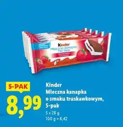 Lidl Kinder Mleczna kanapka o smaku truskawkowym, 5-pak oferta