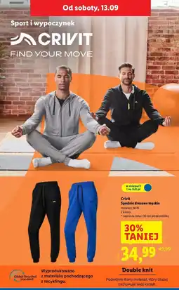 Lidl Spodnie dresowe męskie m-xl Crivit oferta