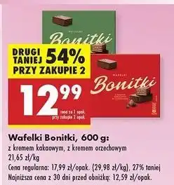 Biedronka Wafelki z kremem kakaowym Bonitki oferta