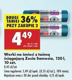 Biedronka Worki na śmieci z taśmą 120 l Zosia Samosia oferta