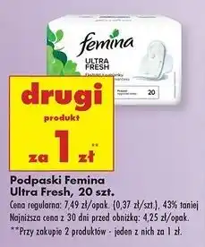 Biedronka Podpaski fresh Femina Ultra oferta