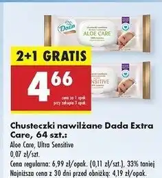 Biedronka Chusteczki wilgotne sensitive Dada Extra Care oferta