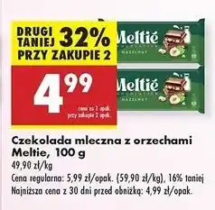 Biedronka Czekolada mleczna z orzechami laskowymi Meltie oferta