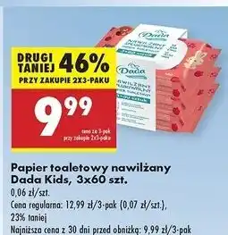 Biedronka Papier toaletowy nawilżany malina Dada oferta