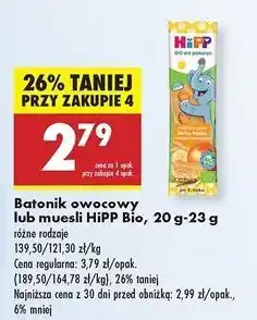 Biedronka Baton jabłka-wanilia z maślanymi ciasteczkami bio Hipp Owocowy Przyjaciel oferta