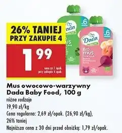 Biedronka Mus + warzywa jabłko-banan-szpinak-jarmuż Dada oferta