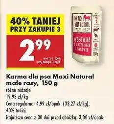 Biedronka Karma dla psa małe rasy wołowina z przepiórką i borówką Maxi Natural oferta