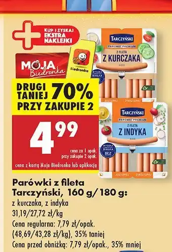Biedronka Parówki z fileta z kurczaka Tarczyński oferta