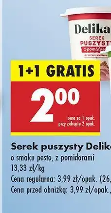 Biedronka Serek puszysty z pomidorami 1+1 GRATIS Delikate oferta