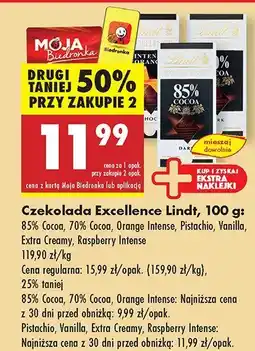 Biedronka Czekolada Excellence Lindt, różne rodzaje oferta