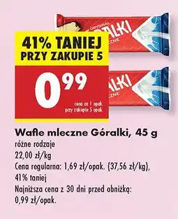 Biedronka Wafle mleczne Góralki, różne rodzaje oferta