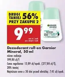 Biedronka Dezodorant floral touch Garnier Mineral Invisible Protection oferta