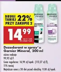 Biedronka Dezodorant skin + clothes Garnier Mineral 6-In-1 Protection oferta