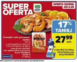 Carrefour Krewetki gotowane vannamei Norso oferta