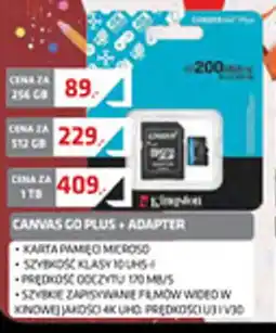 Alsen Karta pamięci Kingston Canvas Go Plus + Adapter oferta