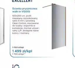 Blu Excellent Ścianka prysznicowa walk-in VIDOQ oferta