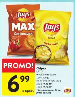 Intermarche Chipsy wybrane rodzaje LAY'S oferta