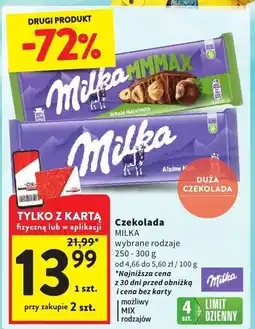 Intermarche Czekolada wybrane rodzaje MILKA oferta