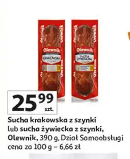 Auchan Kiełbasa sucha żywiecka z szynki Olewnik oferta