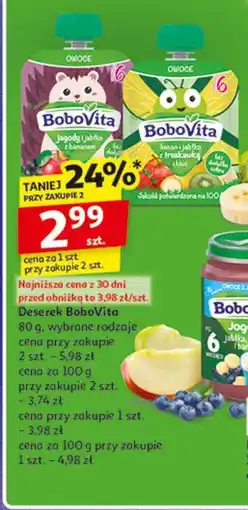 Auchan Mus jabłko truskawka banan kiwi Bobovita oferta