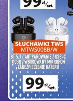 Auchan Słuchawki tws mtws008 czarne Manta oferta