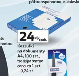 Auchan Koszulki na dokumenty a4 Donau (Biella) oferta