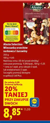 Lidl Mieszanka Alesto Selection orzechów nerkowca i żurawiny oferta