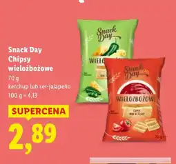 Lidl Chipsy Snack Day wielozbożowe ketchup lub ser-jalapeño oferta