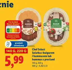 Lidl Sałatka z bulgurem i hummusem lub hummus z preclami Chef Select oferta