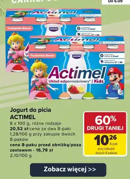 Carrefour Jogurt Actimel Kids truskawka-banan Danone oferta