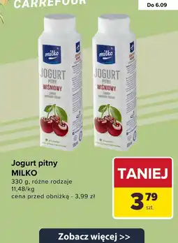 Carrefour Jogurt pitny wiśniowy Milko oferta