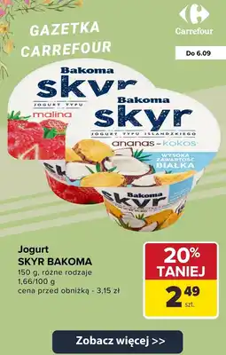 Carrefour Jogurt Skyr Bakoma ananas-kokos oferta