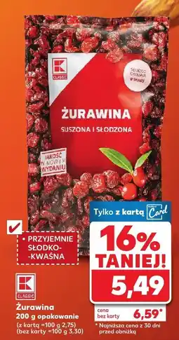 Kaufland Żurawina suszona i słodzona K-Classic oferta