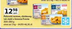 Auchan Paluszki serowe, chickeny lub steki z łososia Frosta oferta