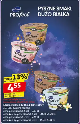 Auchan Serek, mus lub pudding proteinowy Valio Profeel oferta