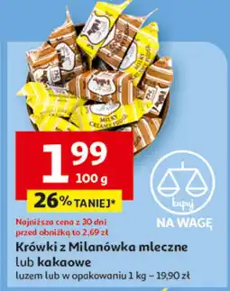 Auchan Krówki z Milanówka mleczne lub kakaowe Milanówek oferta