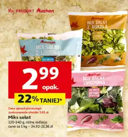 Auchan Miks sałat z rukolą lub lodową Auchan oferta