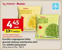 Auchan Fasolka szparagowa żółta, groszek zielony, marchewka mini lub sałatka jarzynowa Auchan oferta
