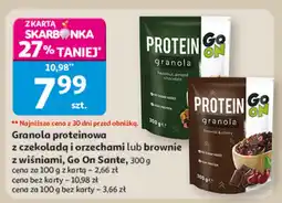 Auchan Granola proteinowa Go On Sante z czekoladą i orzechami lub brownie z wiśniami oferta
